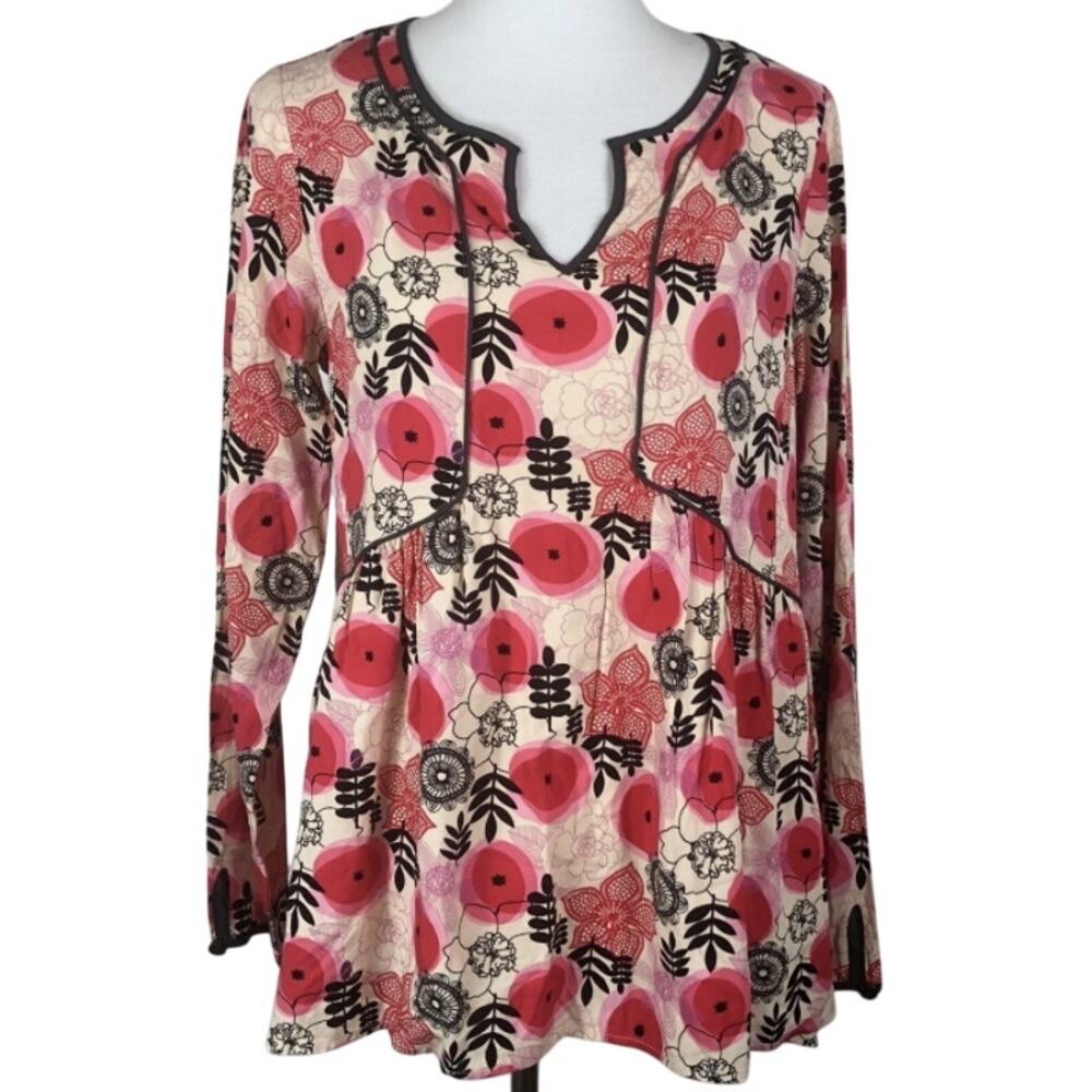 Matilda Jane Boho Floral Tunic Blouse, Pink Black, Women’s Size Medium